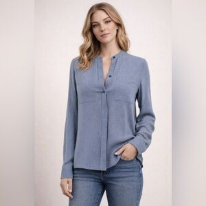 Vince 100% Silk Button Front Abstract Print Blouse Top